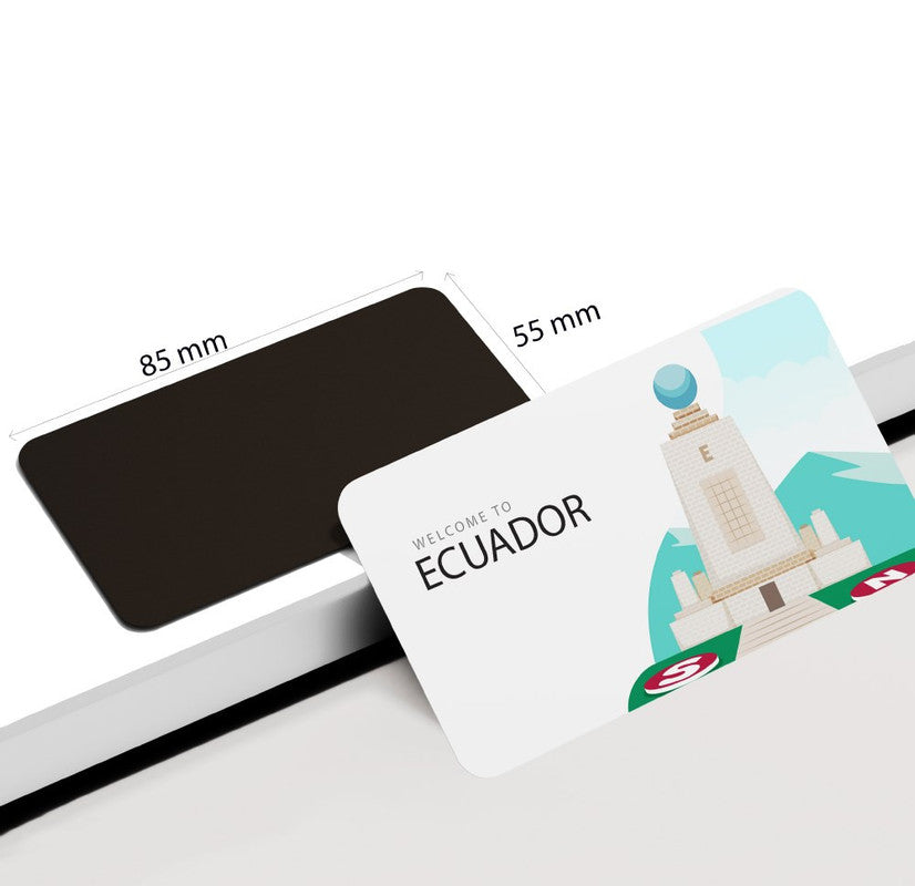 dhcrafts Rectangular Rubber Fridge Magnet / Magnetic Card Multicolor Ecuador Design Pack of 1 (8.6cm x 5.4cm)